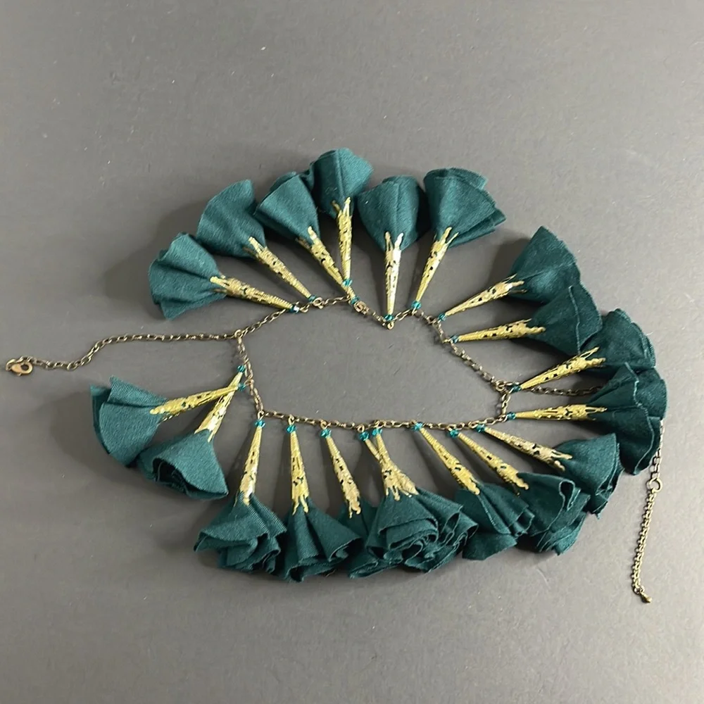 Vintage Fabric Pendant Necklace